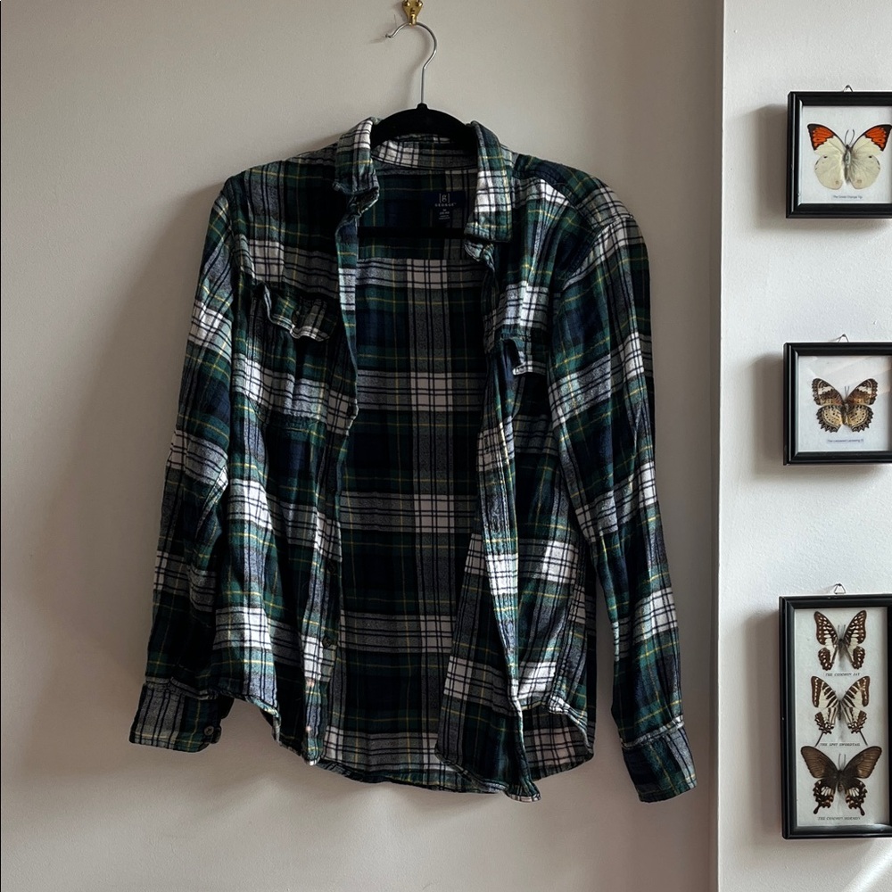George Casual Green and Blue Plaid Shirt